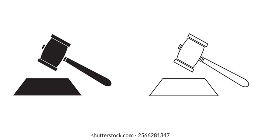 Gavel icon set. judge gavel icon vector. law icon vector. auction hammer