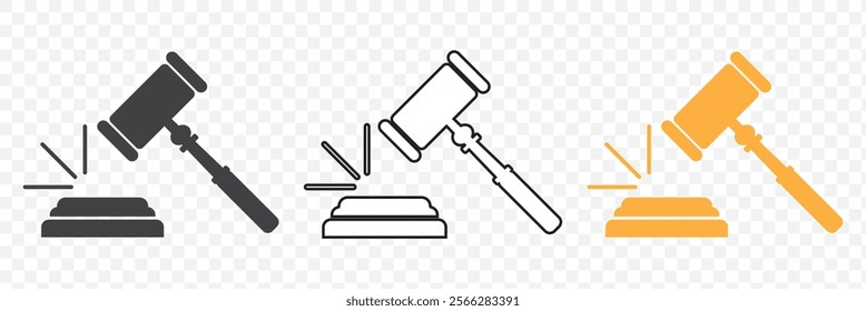 Gavel icon set. judge gavel icon vector. law icon vector. auction hammer. eps 10.