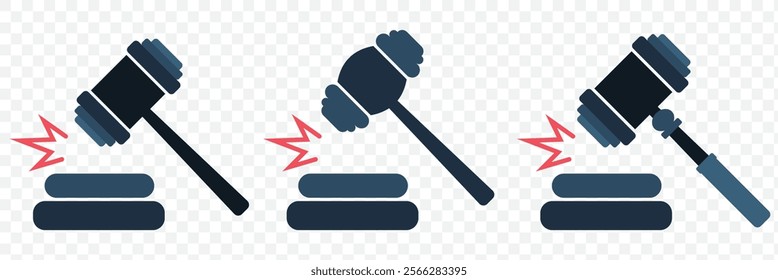 Gavel icon set. judge gavel icon vector. law icon vector. auction hammer. eps 10.