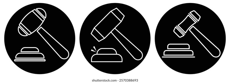 Gavel icon set. Judge gavel icon vector. Judge gavel icon legal and justice symbol. Vector illustrator