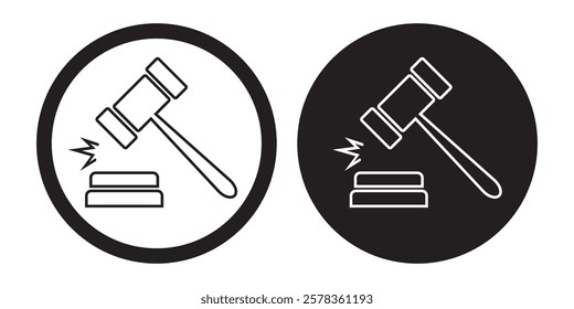 Gavel icon set. judge gavel icon vector. law icon vector. auction hammer