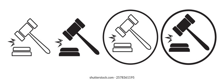 Gavel icon set. judge gavel icon vector. law icon vector. auction hammer