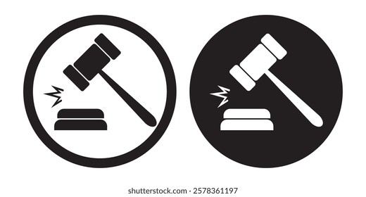 Gavel icon set. judge gavel icon vector. law icon vector. auction hammer