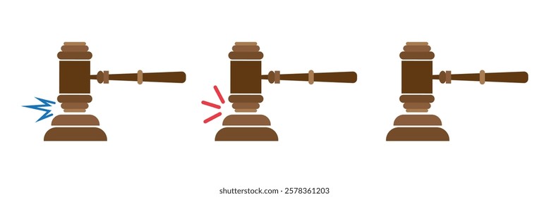 Gavel icon set. judge gavel icon vector. law icon vector. auction hammer