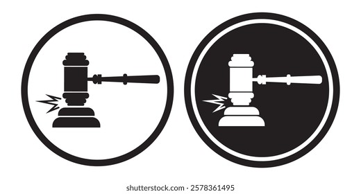 Gavel icon set. judge gavel icon vector. auction hammer. Containing law, constitution, auction, balance, gavel, testimony, email, judge, hammer, justice, law book, regulation, laws. Design eps 10