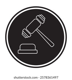 Gavel icon set. judge gavel icon vector. auction hammer. Containing law, constitution, auction, balance, gavel, testimony, email, judge, hammer, justice, law book, regulation, laws. Design eps 10