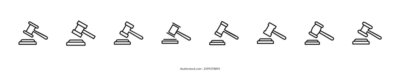 Gavel icon set. judge gavel icon vector. law icon vector. auction hammer