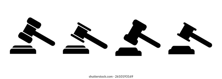 Gavel icon set. judge gavel icon vector. law icon vector. auction hammer