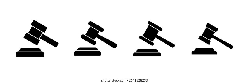 Gavel icon set. judge gavel icon vector. law icon vector. auction hammer