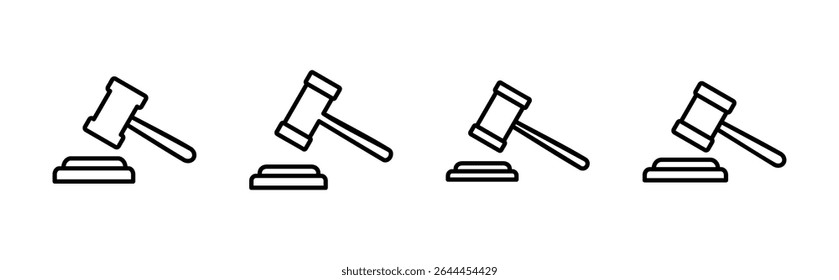 ícone de martelo conjunto. ícone de martelo de juiz vetor. ícone de lei vetor. martelo de leilão