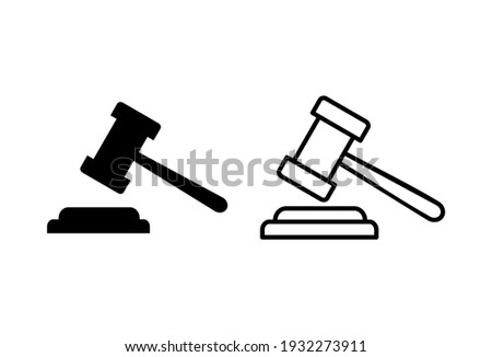Gavel icon set. judge gavel icon vector. law icon vector. auction hammer