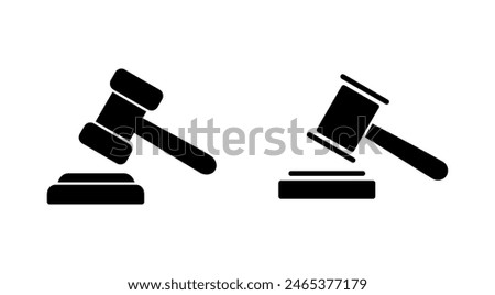 Gavel icon set. judge gavel icon vector. law icon vector. auction hammer