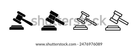 Gavel icon set. judge gavel icon vector. law icon vector. auction hammer