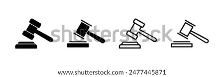 Gavel icon set. judge gavel icon vector. law icon vector. auction hammer