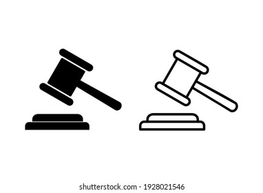 Gavel icon set. judge gavel icon vectors. law icon vectors. auction hammers