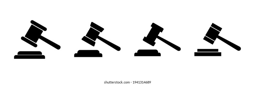 Gavel icon set. judge gavel icon vectors. law icon vectors. auction hammer