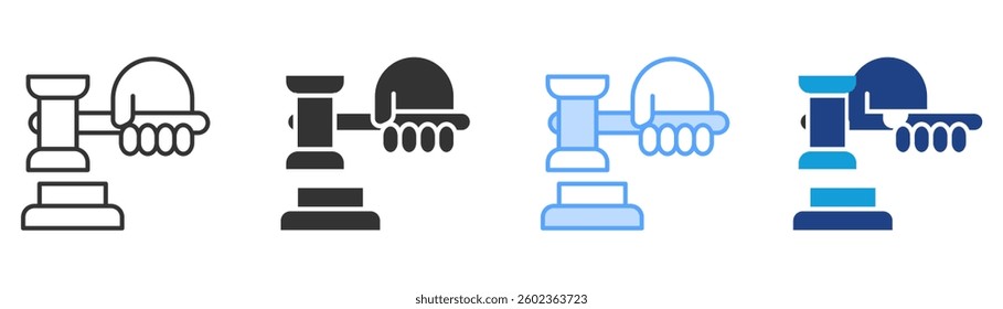 Gavel Icon Set Multiple Style Collection