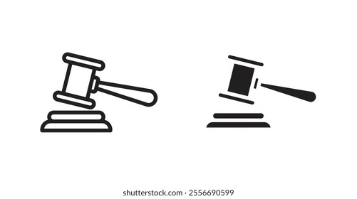 Gavel icon set in Thin line black color.