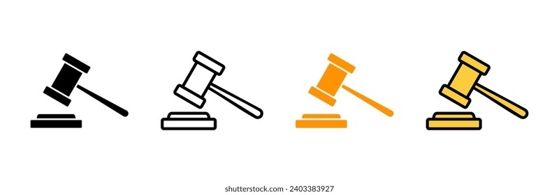 Gavel icon set vector. judge gavel sign and symbol. law icon. auction hammer