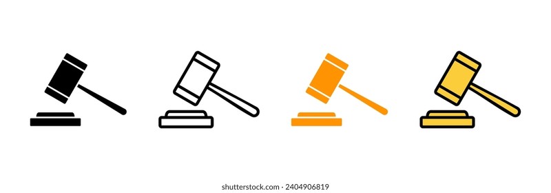 Gavel icon set vector. judge gavel sign and symbol. law icon. auction hammer