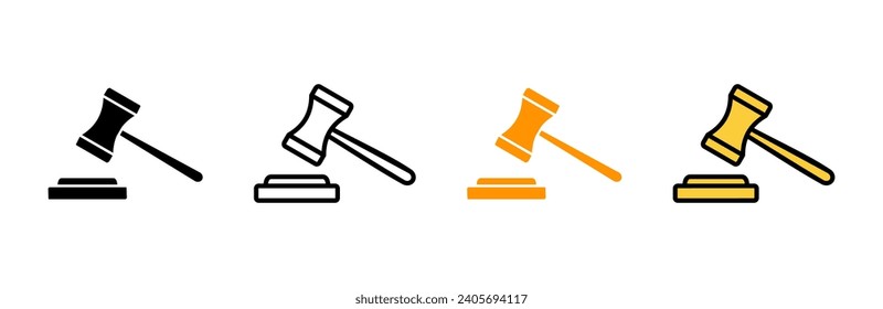 Gavel icon set vector. judge gavel sign and symbol. law icon. auction hammer