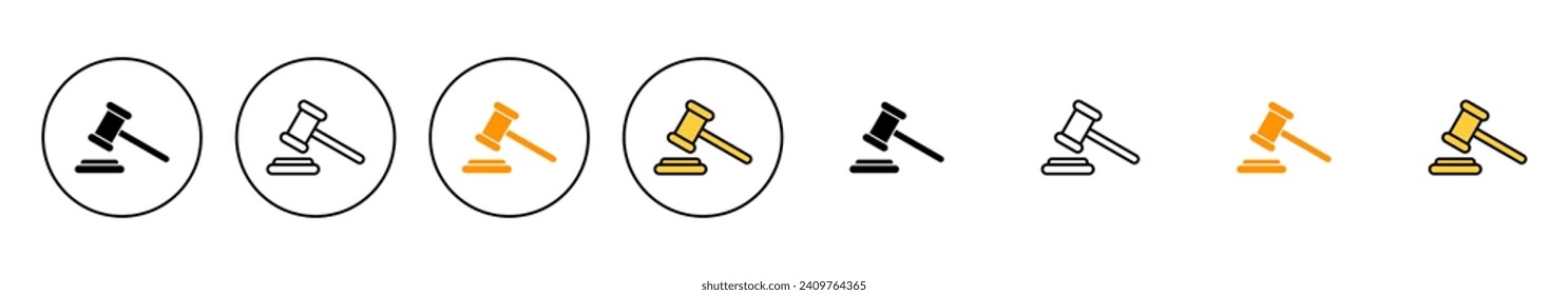 Gavel icon set vector. judge gavel sign and symbol. law icon. auction hammer