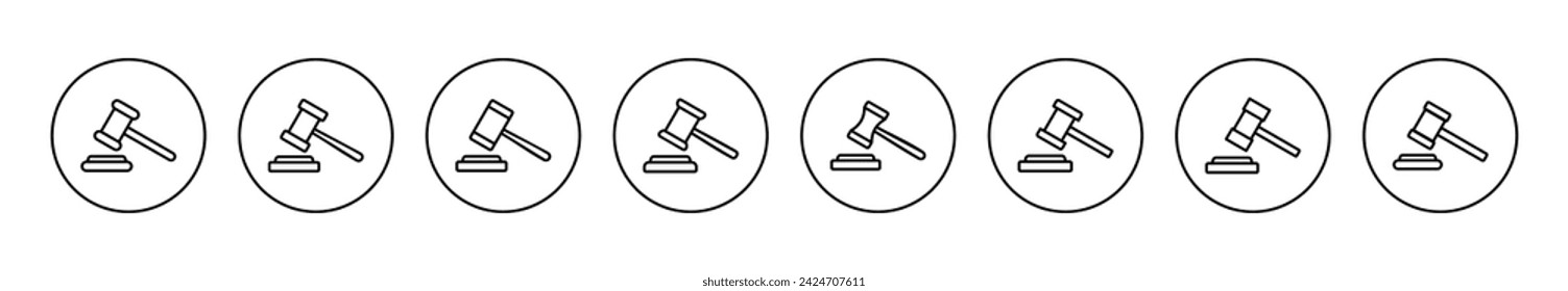 Gavel icon set vector. judge gavel sign and symbol. law icon. auction hammer