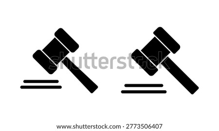 Gavel icon set vector. judge gavel sign and symbol. law icon. auction hammer