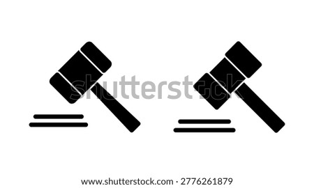 Gavel icon set vector. judge gavel sign and symbol. law icon. auction hammer