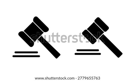 Gavel icon set vector. judge gavel sign and symbol. law icon. auction hammer