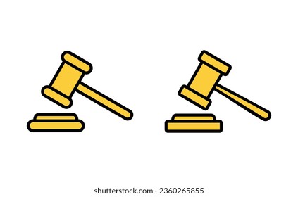 Gavel icon set for web and mobile app. judge gavel sign and symbol. law icon. auction hammer