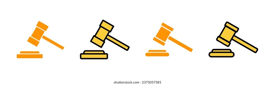 Gavel icon set for web and mobile app. judge gavel sign and symbol. law icon. auction hammer