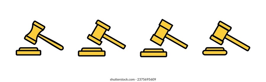 Gavel icon set for web and mobile app. judge gavel sign and symbol. law icon. auction hammer