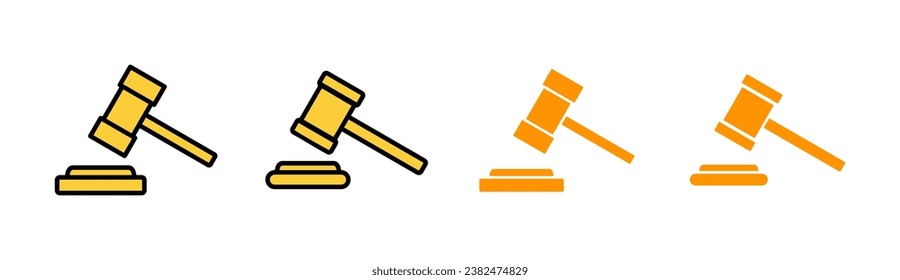 Gavel icon set for web and mobile app. judge gavel sign and symbol. law icon. auction hammer