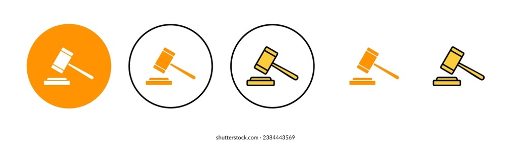 Juego de iconos de martillo para aplicaciones web y móviles. juez el signo y el símbolo del martillo. icono de la ley. martillo de subasta