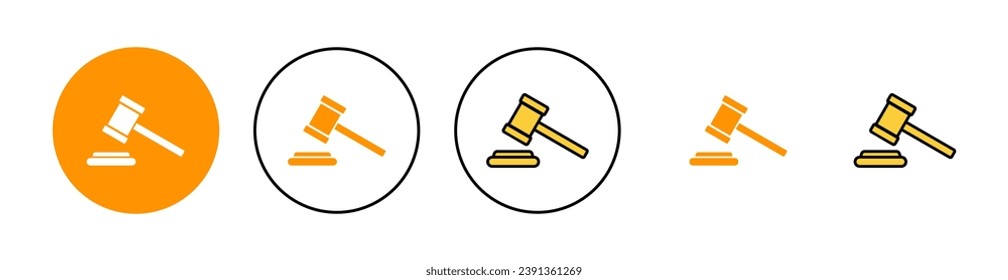 Gavel icon set for web and mobile app. judge gavel sign and symbol. law icon. auction hammer