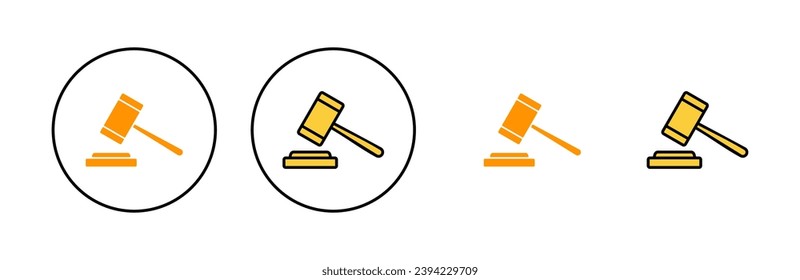 Gavel icon set for web and mobile app. judge gavel sign and symbol. law icon. auction hammer