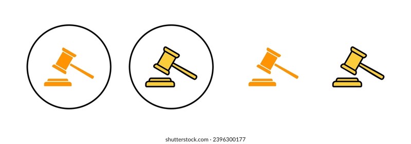 Gavel icon set for web and mobile app. judge gavel sign and symbol. law icon. auction hammer