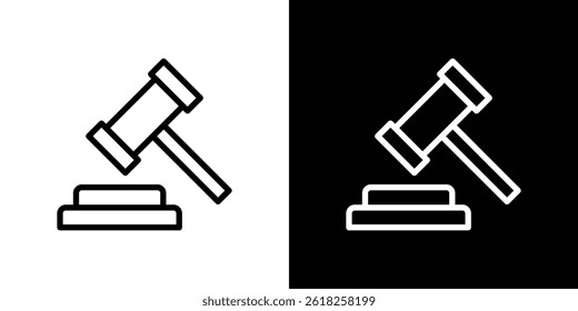 Gavel icon shape graphic simple plain clipart symbol. thin line outline art