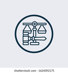 Gavel icon. Thin linear gavel outline icon isolated on white background from law and justice collection. Line vector gavel sign, symbol for web and mobile