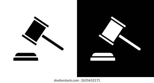 Gavel Ikone Vektor im flachen Stil. Kollektionssilhouetten