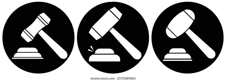 Gavel icon vector. Hammer symbol vector. Judge gavel icon vector. law icon vector. Auction hammer. Concept of adjudication of sentences and bills, court, justice, auction. 