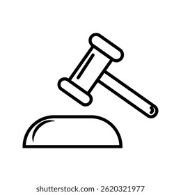 Vetor de ícone de chanfrado. Ilustração do vetor do símbolo do martelo, pictograma isolado no fundo branco. cor editável