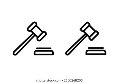 ícone de martelo ilustração vetorial. símbolo e sinal de martelo de juiz. ícone de lei. martelo de leilão