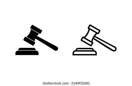 Gavel icon vector. judge gavel sign and symbol. law icon. auction hammer