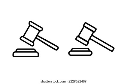 Vector de iconos de martillo para aplicaciones web y móviles. juez el signo y el símbolo del martillo. icono de la ley. martillo de subasta