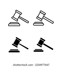 Vector de iconos de martillo para aplicaciones web y móviles. juez el signo y el símbolo del martillo. icono de la ley. martillo de subasta