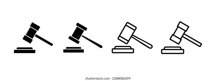 Vector de iconos de martillo para aplicaciones web y móviles. juez el signo y el símbolo del martillo. icono de la ley. martillo de subasta