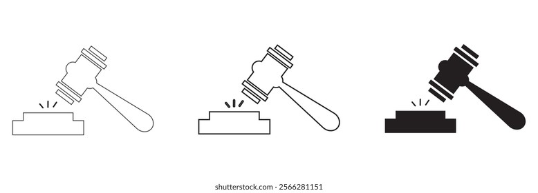 Gavel icon vector for web and mobile app. judge gavel sign and symbol. law icon. auction hammer