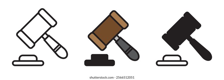 Gavel icon vector for web and mobile app. judge gavel sign and symbol. law icon. auction hammer